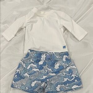 RUGGEDBUTTS White and Blue Kids Swim Set Size 0-3 months